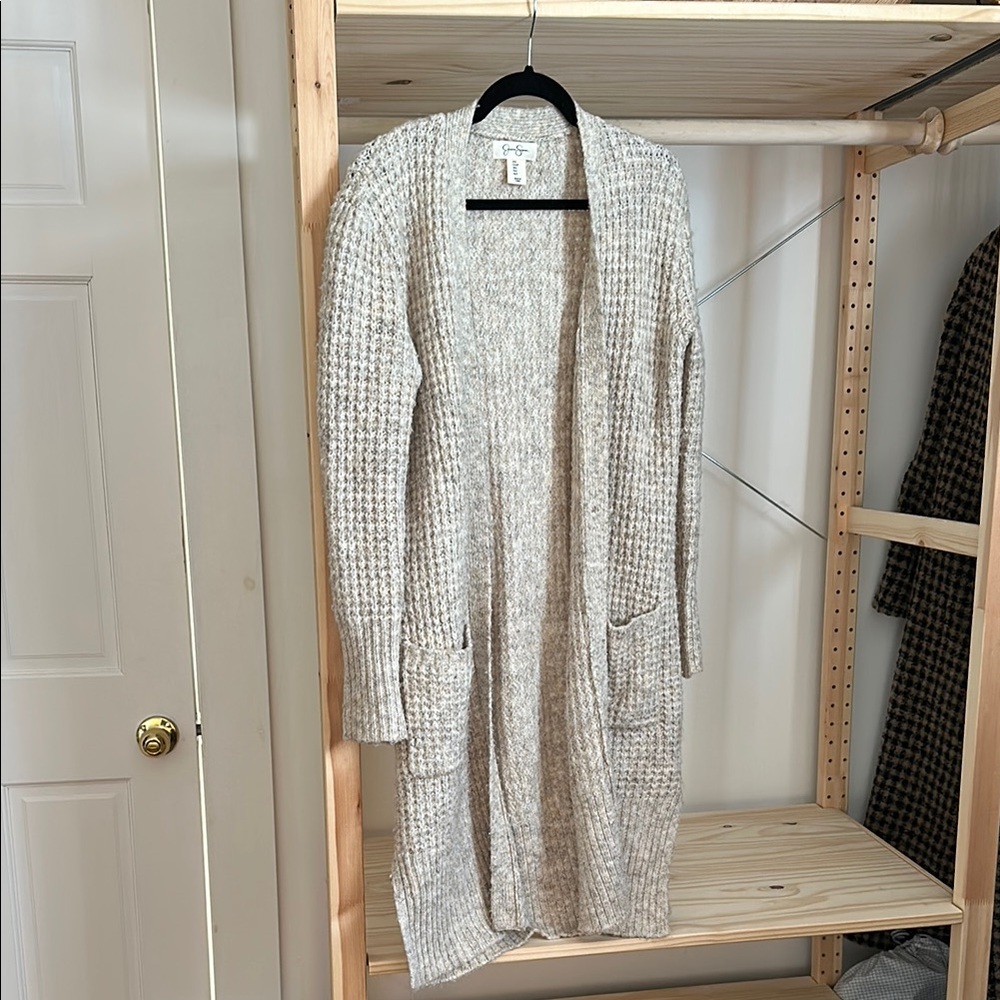 Oatmeal Long Knit Cardigan Sweater